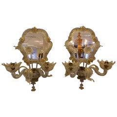 Antique Pair of Early 20th Century Murano Wall Lights
