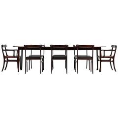 1960s Ole Wanscher Pj Dining Room Set "Rungstedlund" Table and Eight Chairs
