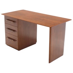 Used Robs john Gibbings Walnut Single Pedestal Desk with Three Drawers