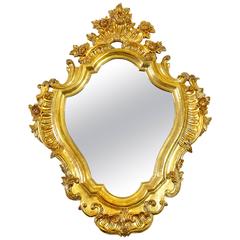 Italian Floral Scrolled Giltwood Wall Mirror