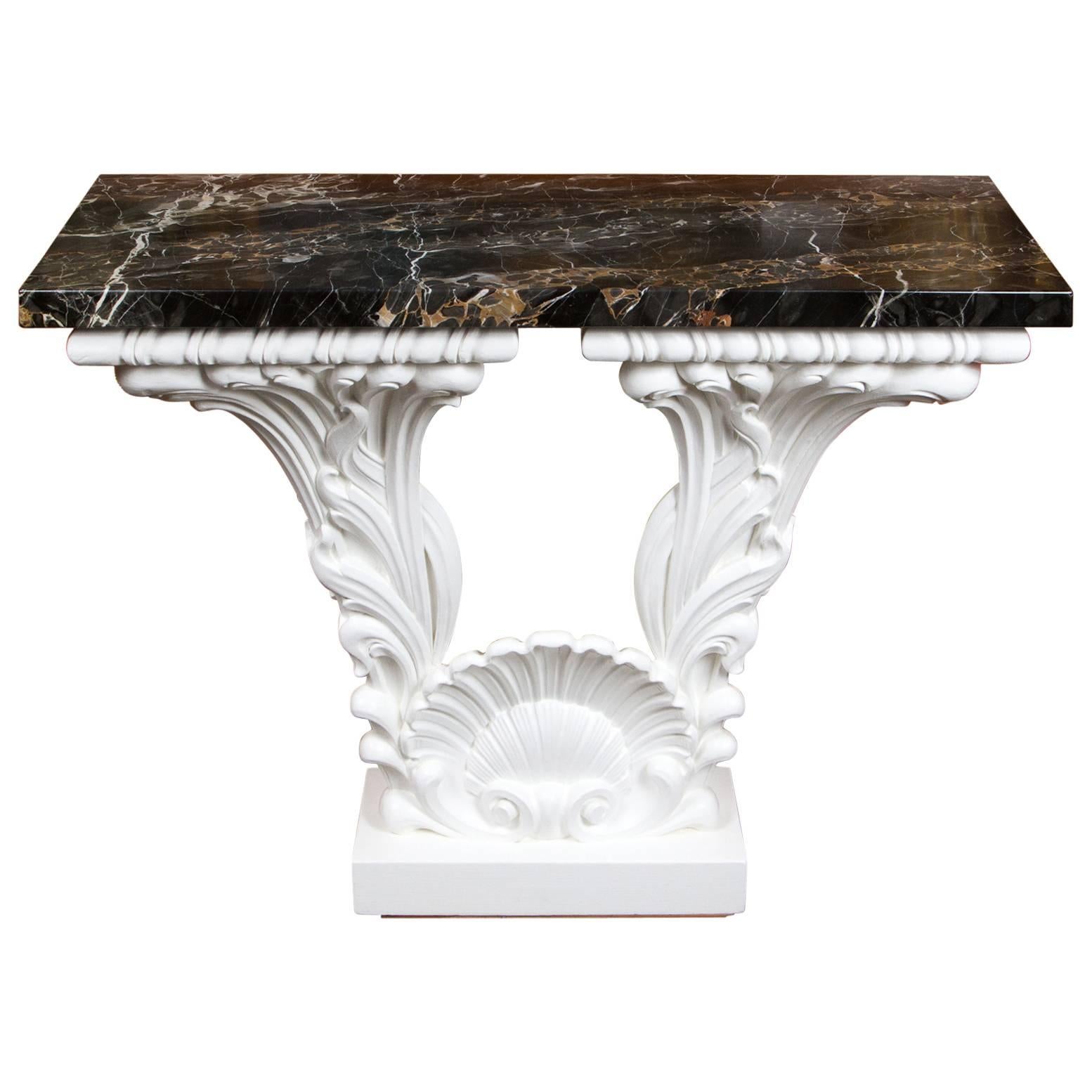 Great Carved Wood Console Table in the Manner of Serge Roche