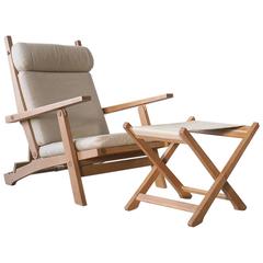 Hans Wegner AP72 AP Stolen Oak Lounge Chair and Ottoman, Danish Vintage Modern