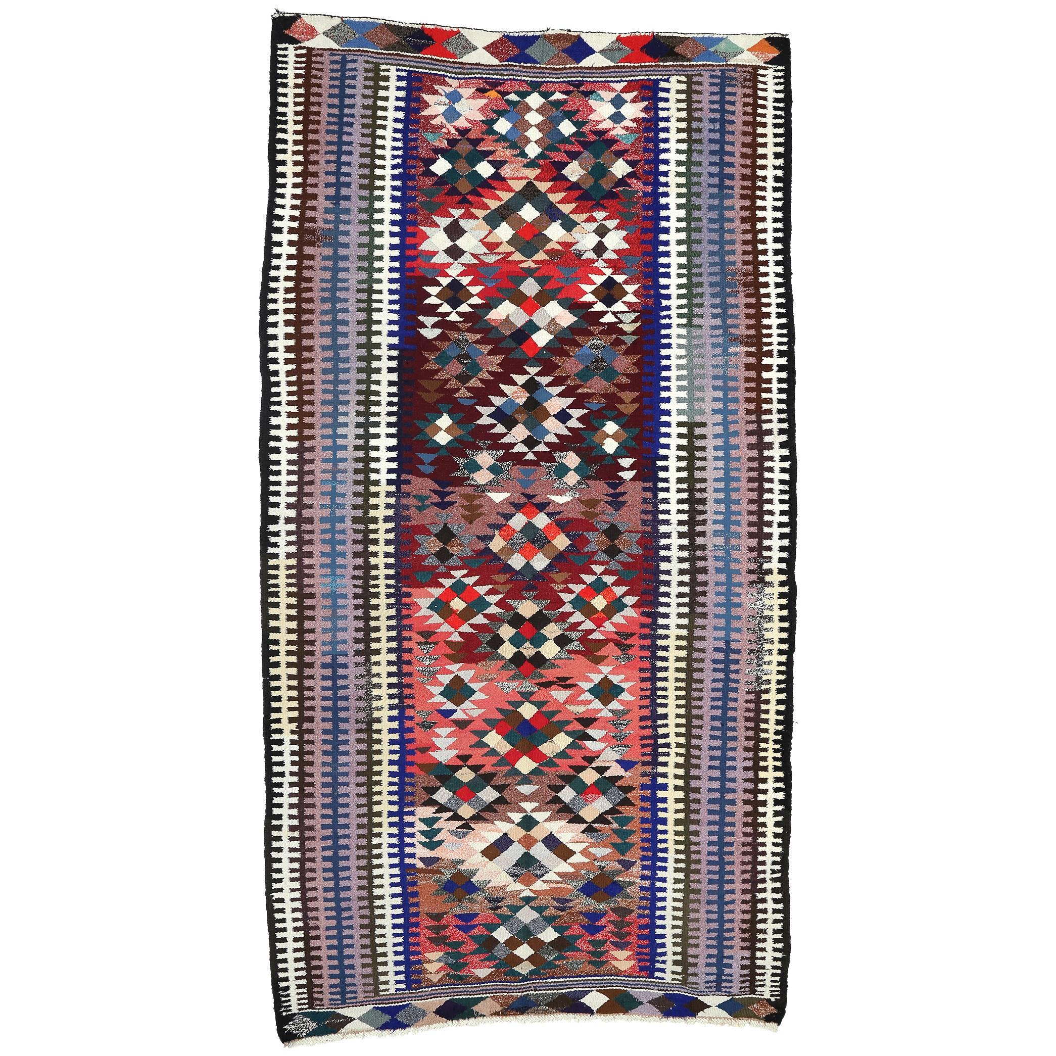 Vintage Persian Flat-Weave Kilim Rug