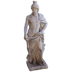 Vintage Cast Stone Statue of a Greek Warrior, France, 1970s