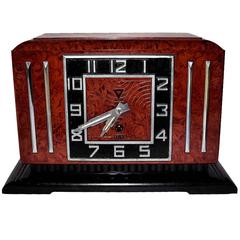 Large Impressive Art Deco French Bakelite Clock by Jaz