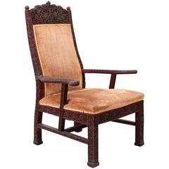 Antique Carved Teak Armchair by Lockwood De Forest