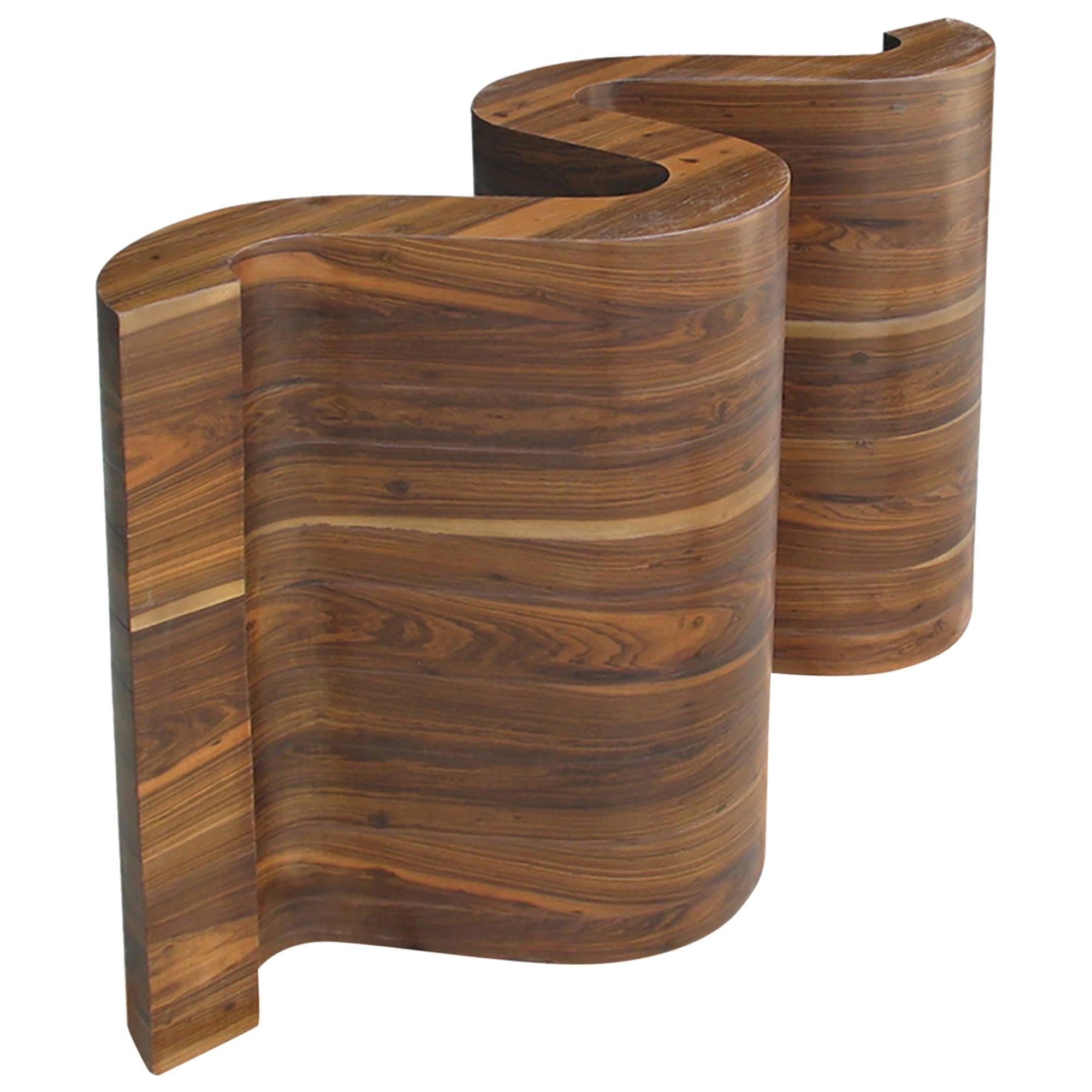 Console ou base de table contemporaine en bois exotique de Costantini, Nico