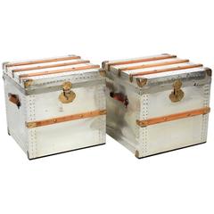 Pair of Aluminum Clad Side Table Trunks