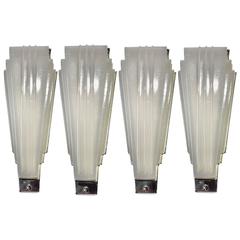 Super Rare Set of Four Art Deco Odeon Wall Lights