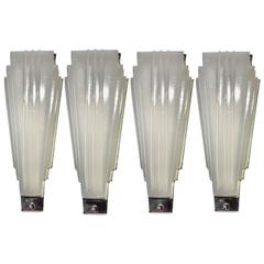 Super Rare Set of Four Art Deco Odeon Wall Lights 8