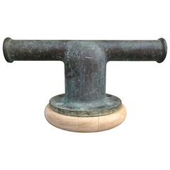 Large Sculptural 1920s Bronze Ship Cleat on Custom Wood Stand