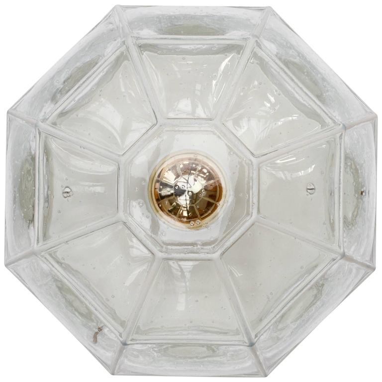 Large White Iron Bubble Glass Flush Mount Light, Limburg Glashütte