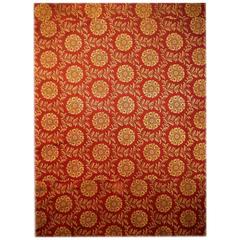 French Antique 19th Century Empire Saffron Block Printed Cotton Textile