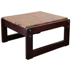 Rosewood Table with Patchwork Copper Top by Percival Lafer