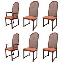 Set of Six Caned Back Dining Chairs by Milo Baughman 4