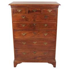 Antique American Federal Period Walnut Nine-Drawer High Chest