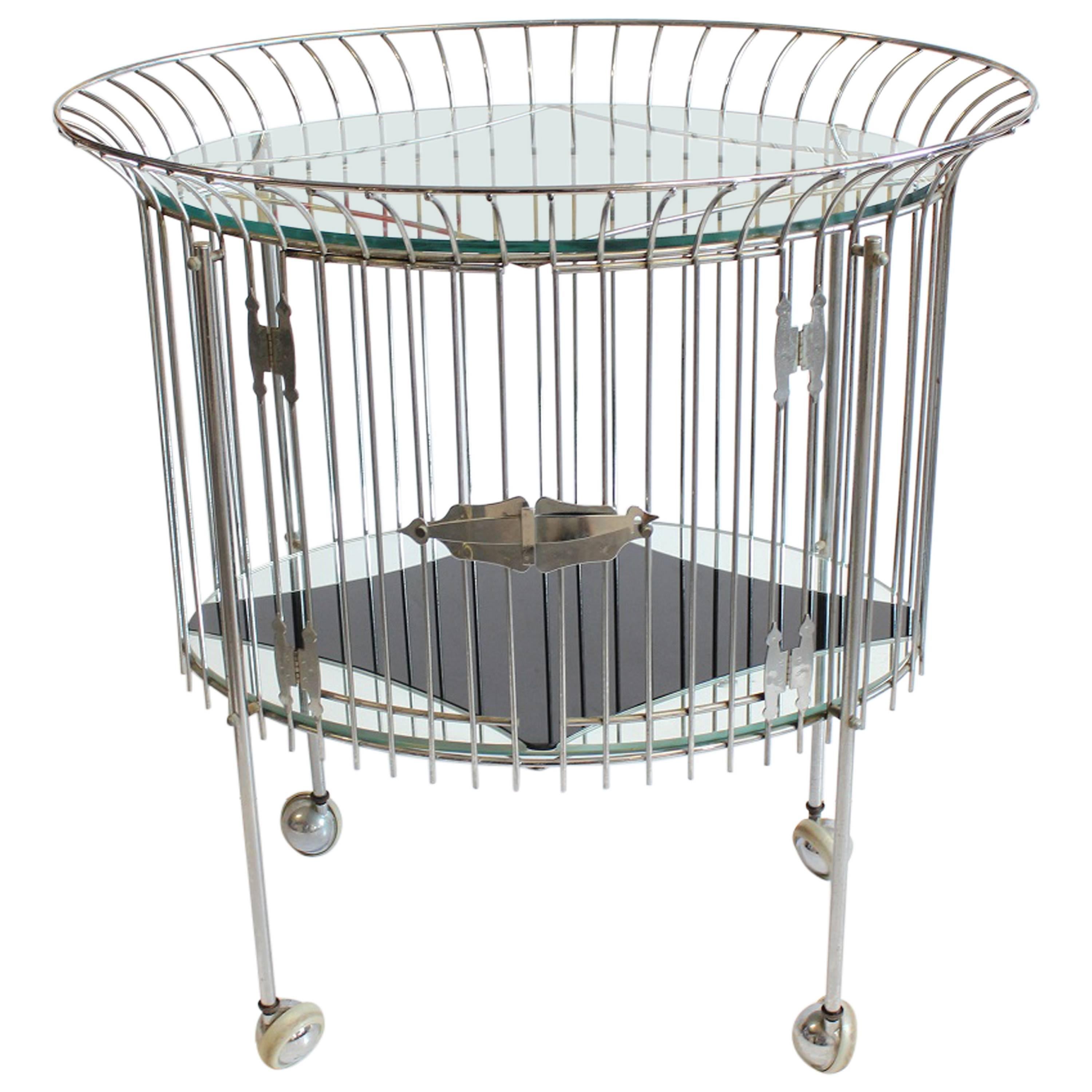 Mid-Century Chrome and Glass Bar Cart For Sale