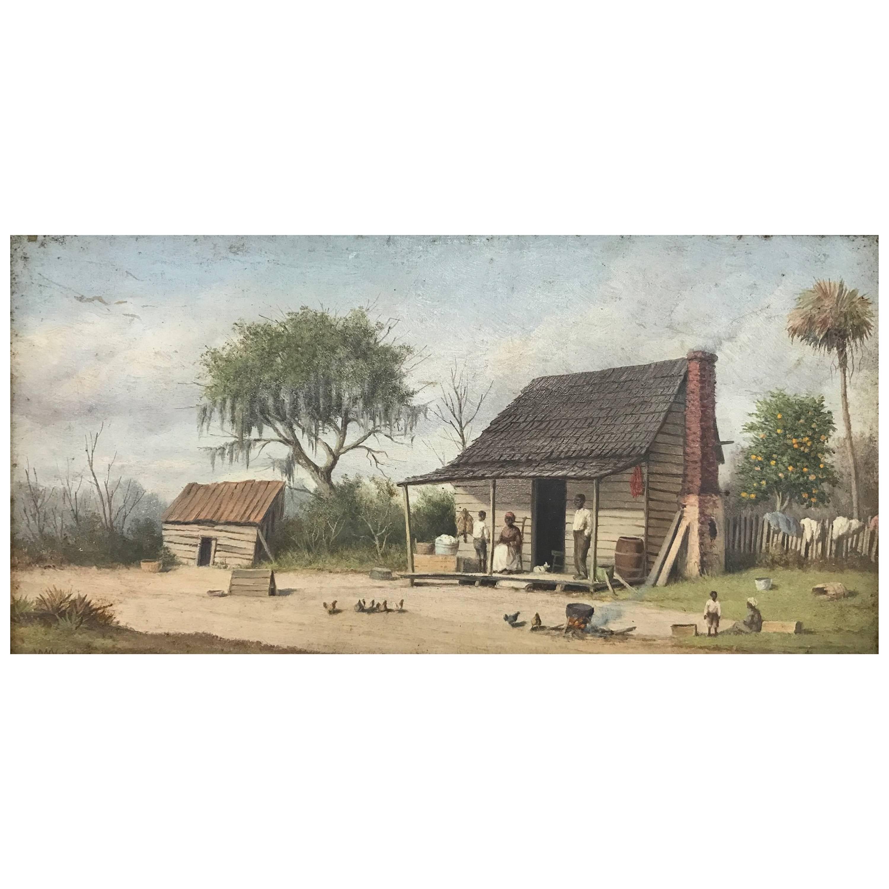 A genre painting of a Southern cabin scene by American artist William Aiken Walker (1838-1921). Walker was born in Charlestown, SC, the son of a prominent cotton agent, and was primarily a self-taught artist, become very well-known for his