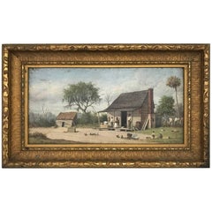William Aiken Walker Oil Painting of a Southern Cabin Scene