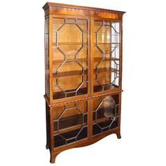 Fine Antique 19th century Flame Mahogany Glazed Display Cabinet