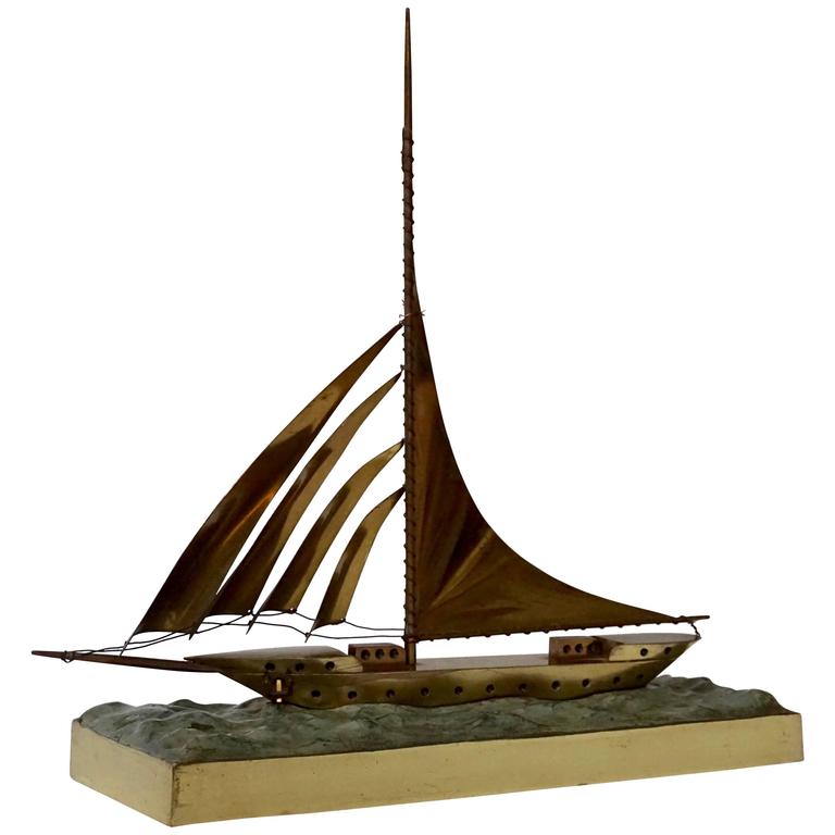 Art Deco Copper Sail Boat For Sale at 1stdibs