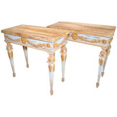 Pair of Neoclassical Neopolitan Painted Consoles