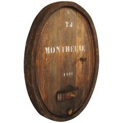 Large Used Oak Wine Barrel Frontage from France, Early 1900s