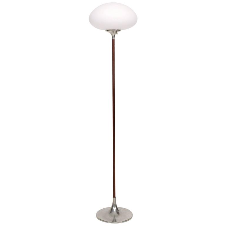 Laurel Mushroom Floor Lamp Walnut And Aluminium At 1stdibs Laurel Mushroom Floor Lamp Walnut And Aluminium For