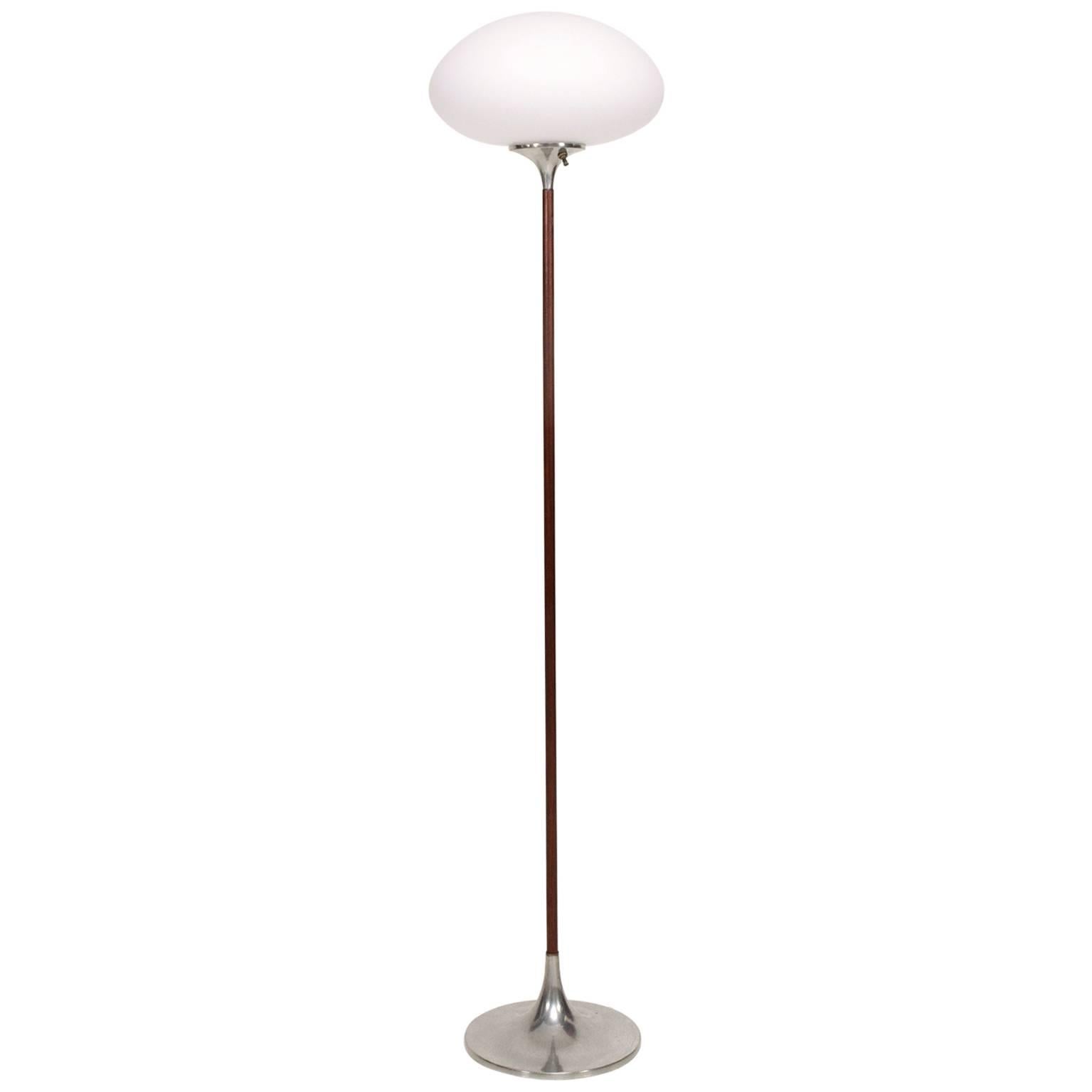 Laurel Mushroom Floor Lamp Walnut and Aluminium