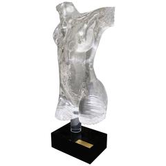 Paolo Pasticci Lucite Nude Female 'Torso' Sculpture