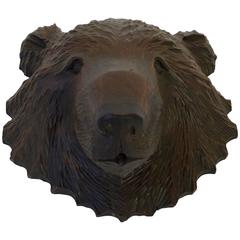 Hand-Carved Wooden Black Forest Bear