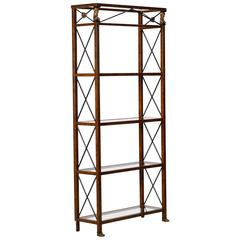 Spanish Neoclassical Style Painted Metal and Glass Etagere with Brass Mounts