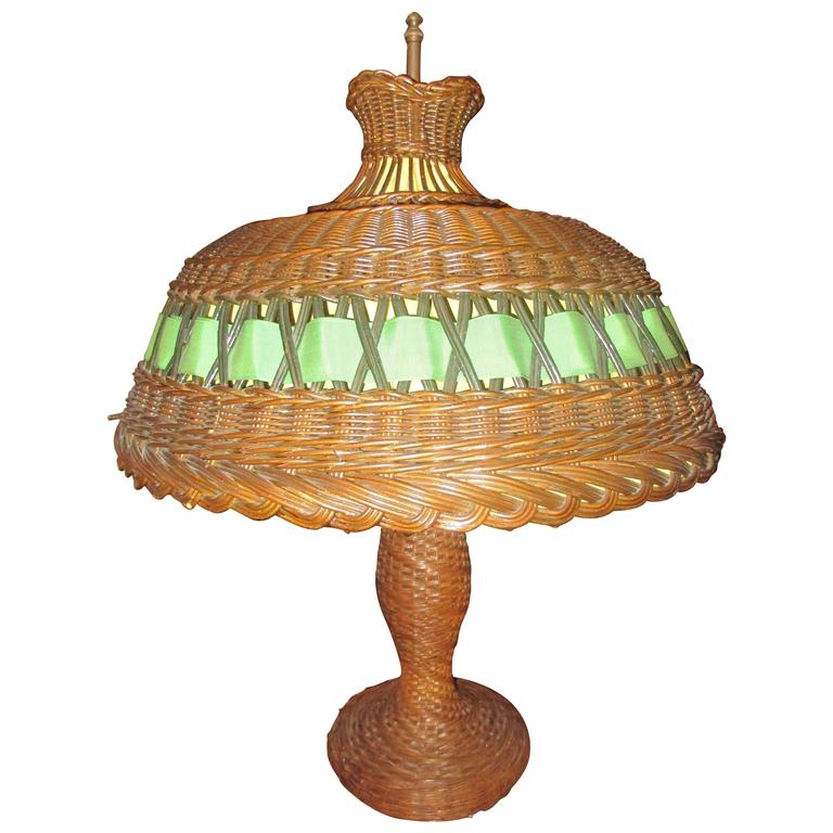 Woven Wicker Table Lamp For At 1stdibs Early Natural Wicker Table Lamp
