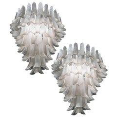 Vintage Great Pair of Chandeliers in Precious Murano Glass