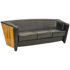 Marnie Leather Sofa with Elm Back by Adam Tihany for the Pace Collection, Mariani