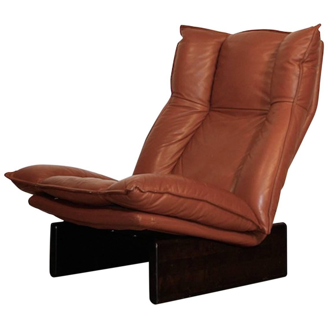 Leather Lounge Chair by Leolux, Dutch Design, 1970s For Sale