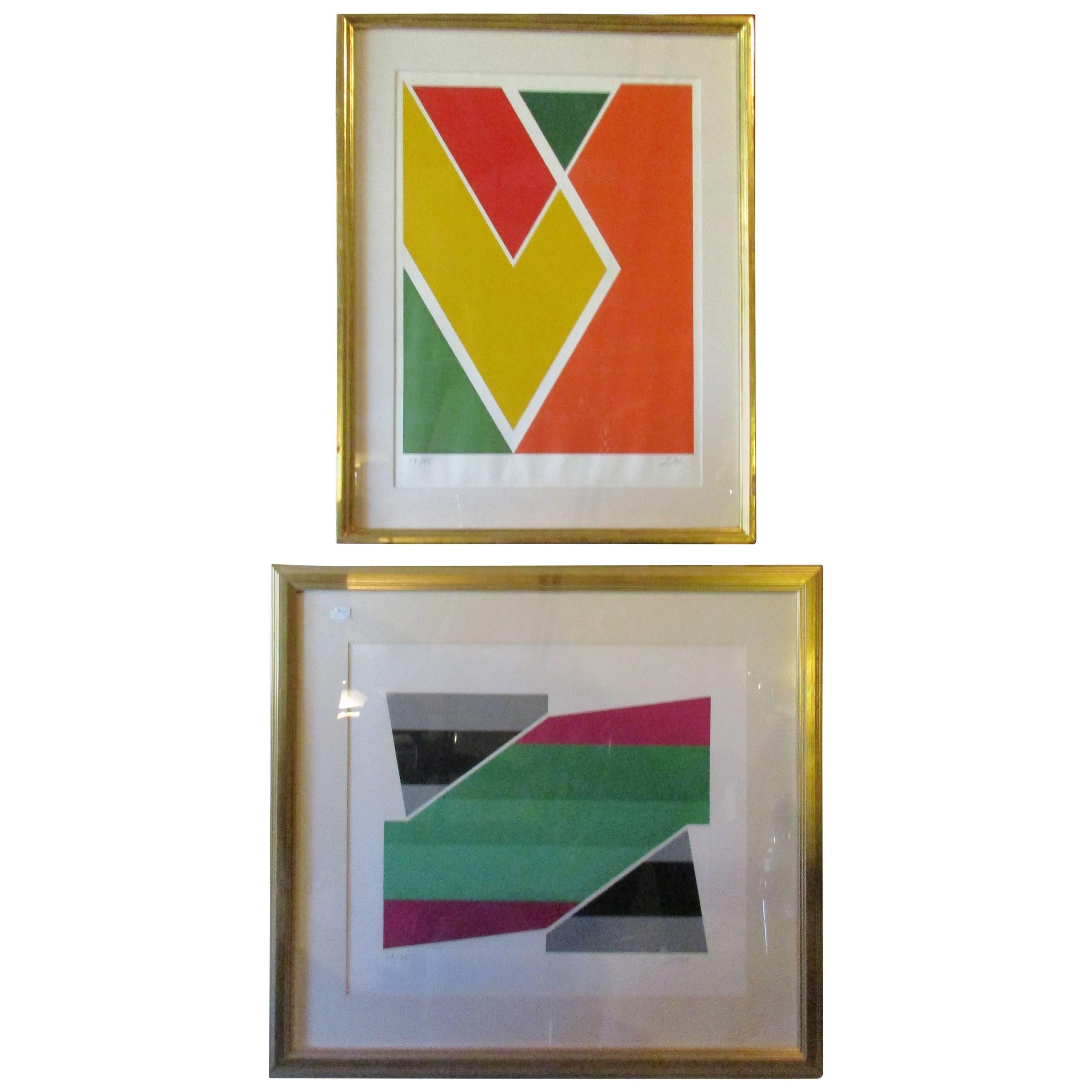 Larry Zox Untitled Pair of 1970s Silkscreens For Sale