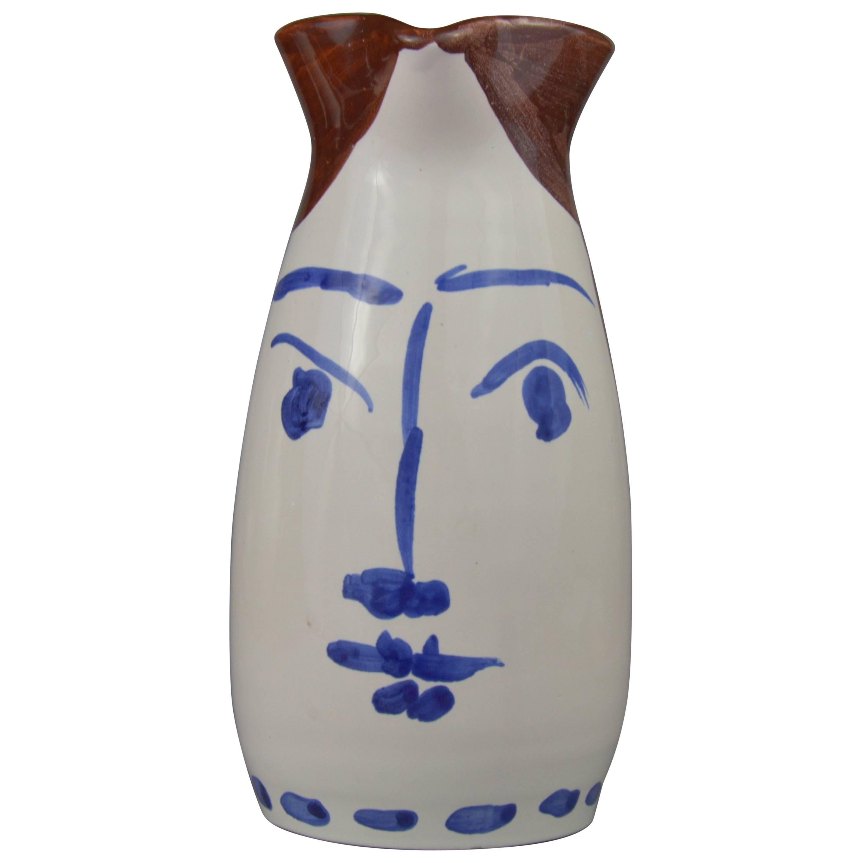 Pablo Picasso Madoura Ceramic Turned Pitcher Face Tankard, 1959 For Sale