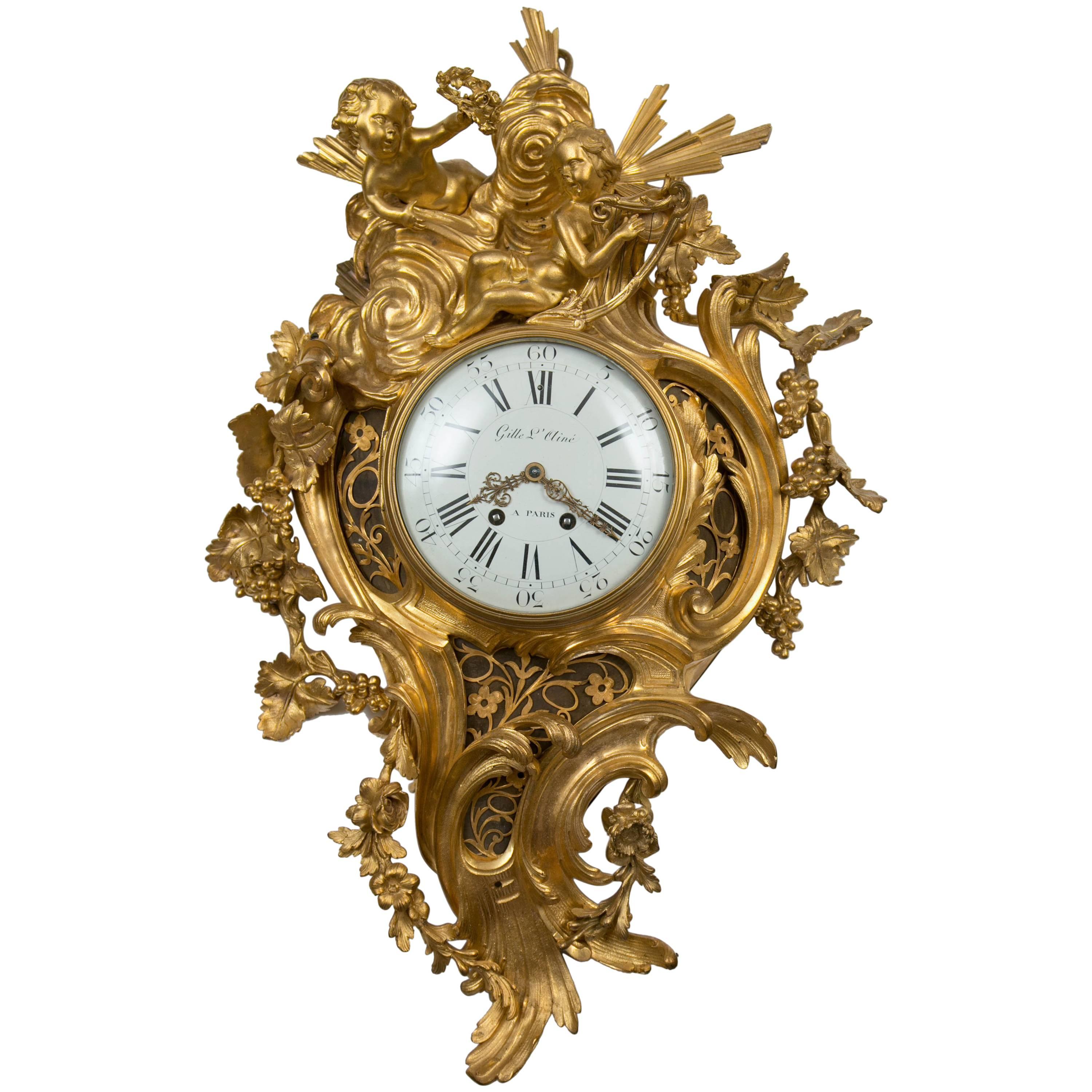 Mid-19th Century Gilt Bronze French Cartel For Sale