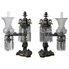 Pair of Patinated and Gilt Bronze Argand Lamps 10