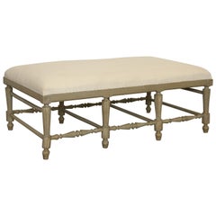 Antique Swedish Gustavian Large Painted Bench, Mid-19th Century