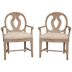 Pair of Antique Swedish Late Gustavian Armchairs, 19th Century