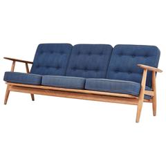 Early Oak Hans Wegner Cigar Sofa, Denmark, 1950s-1960s