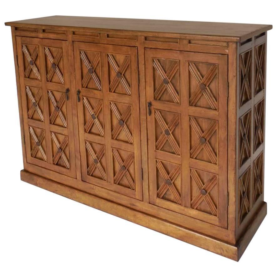 Dos Gallos Custom X Console Cabinet in Walnut For Sale