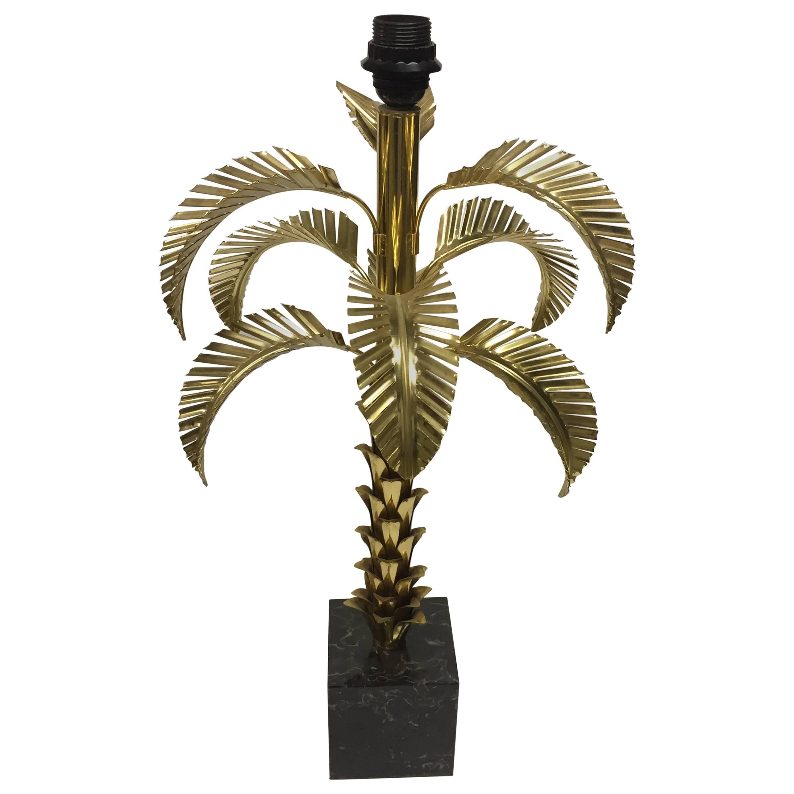 Brass Palm Table Lamp, circa 1940s, Germany For Sale