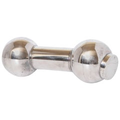 Machine Age Art Deco Silver Plate Dumbbell Cocktail Shaker Barbell