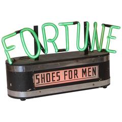 Machine Age Art Deco 1940s Fortune Schuhe Vintage Neon-Werbung Zeichen