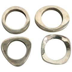 1960s Modern Silver Napkin Rings, Set of Four