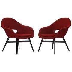  Vintage Red Lounge Chairs by Frantisek Jirak for Tatra, 1960s, Set of Two