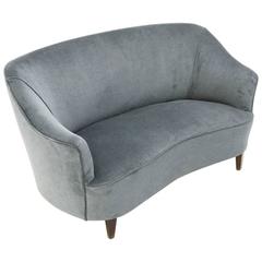 Italian Midcentury Two Seats Velvet Sofa, 1950s